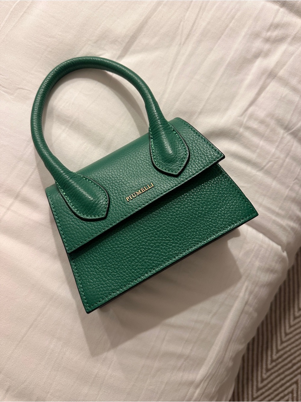 Emerald Pebbled Mini Top-Handle Bag